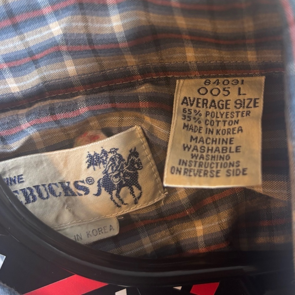 Vintage 90's Roebucks Grey Snap Western Plaid Shirt Large EUC - Picture 8 of 8